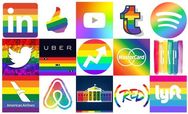 Logos d’entreprises ayant recours au rainbow washing pendant le mois des fiertés